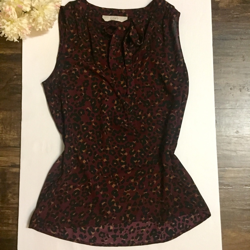 Ann Taylor LOFT Tie-Neck Sleeveless Blouse